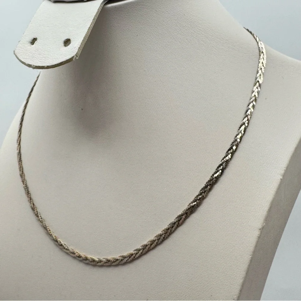 Elegant Vior Sterling Silver Multi Strand Woven Chain Necklace 15.5”